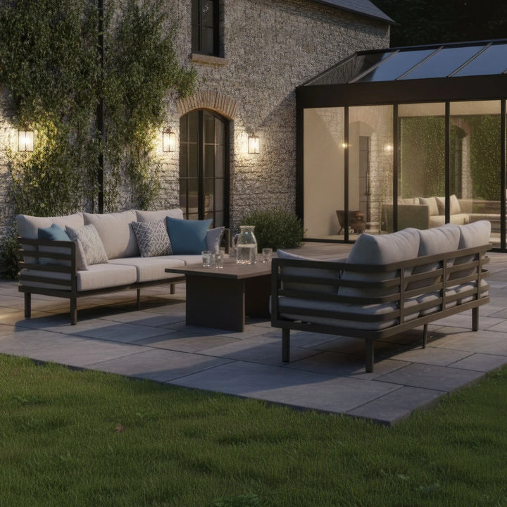 Metro Garden Sofa Set With 2 x 3 Seat Sofas - Sintered Stone Table