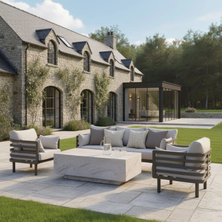 Metro 3 Seat Garden Sofa Set WithSintered Stone Coffee Table