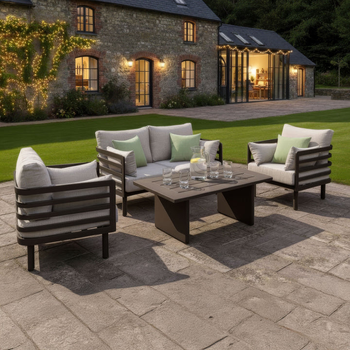 Metro 2 Seat Garden Sofa Set With Rectangular Table
