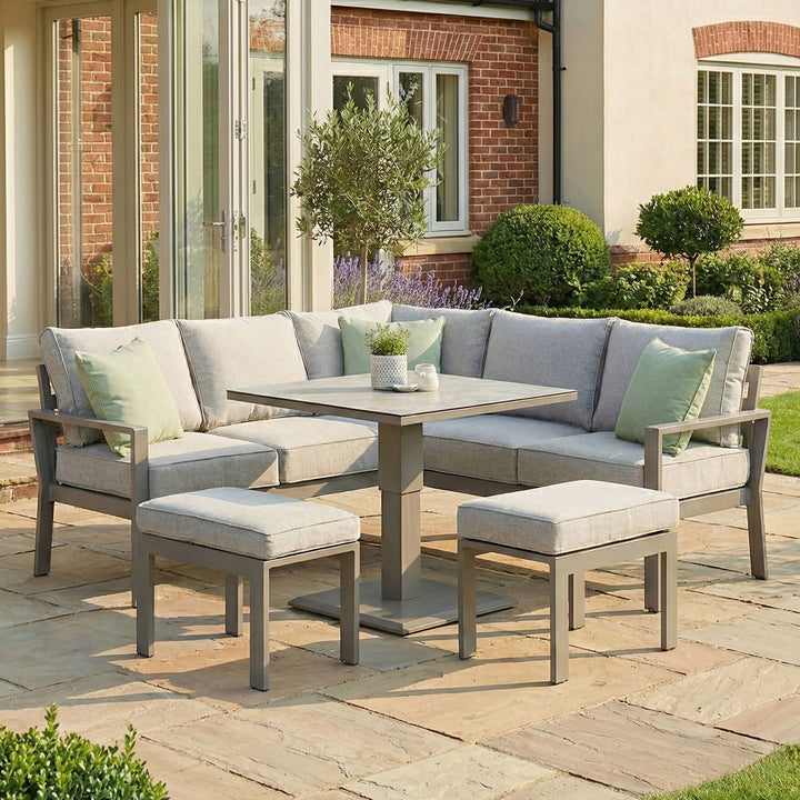 Montreal Small Corner Dining Set With Square Rising Table