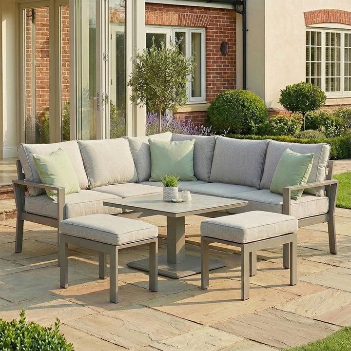 Montreal Small Corner Dining Set With Square Rising Table
