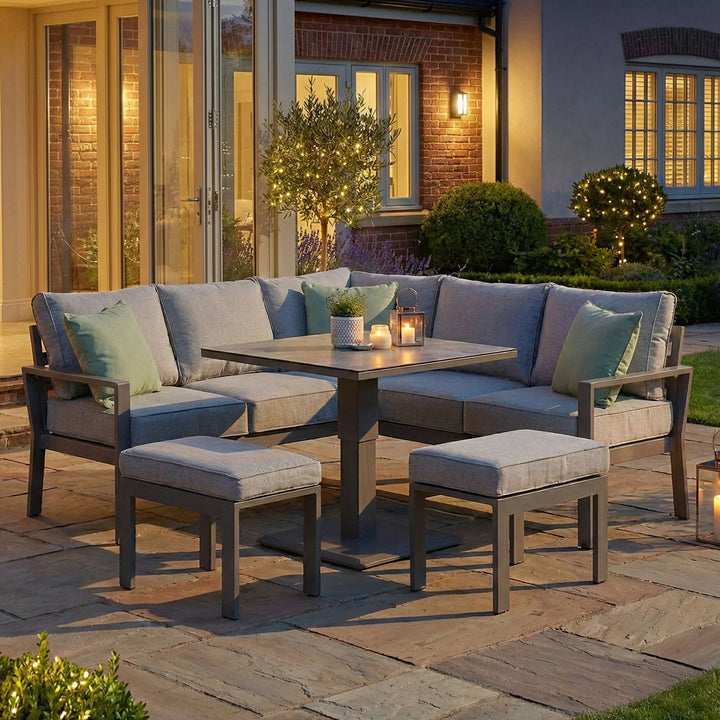 Montreal Small Corner Dining Set With Square Rising Table