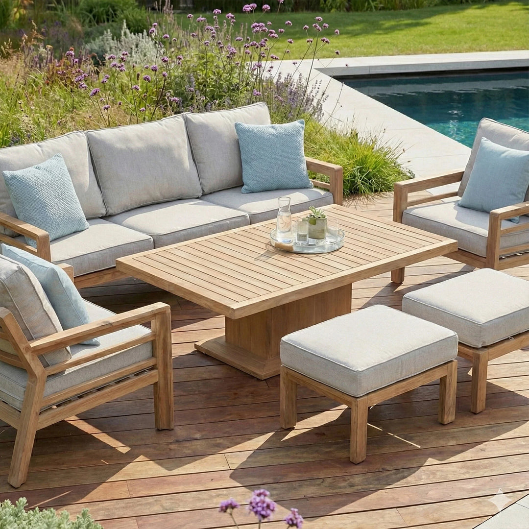 New York 3 Seat Sofa Set with Rising Table & Stools