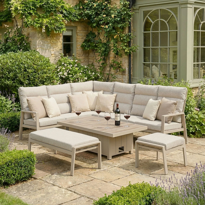 Valencia High Back Reclining Rectangular Corner Dining Set with Rising Table