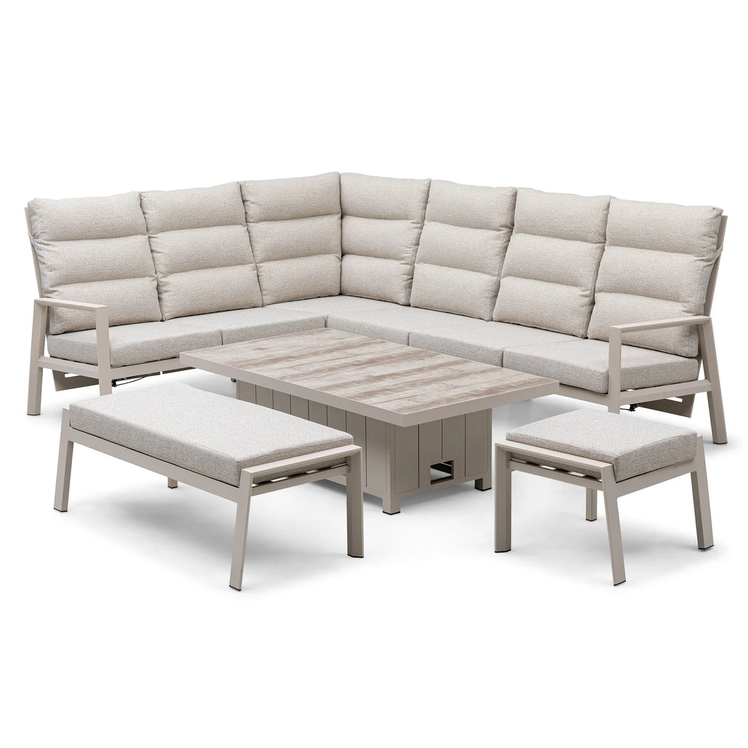 Valencia High Back Reclining Rectangular Corner Dining Set with Rising Table