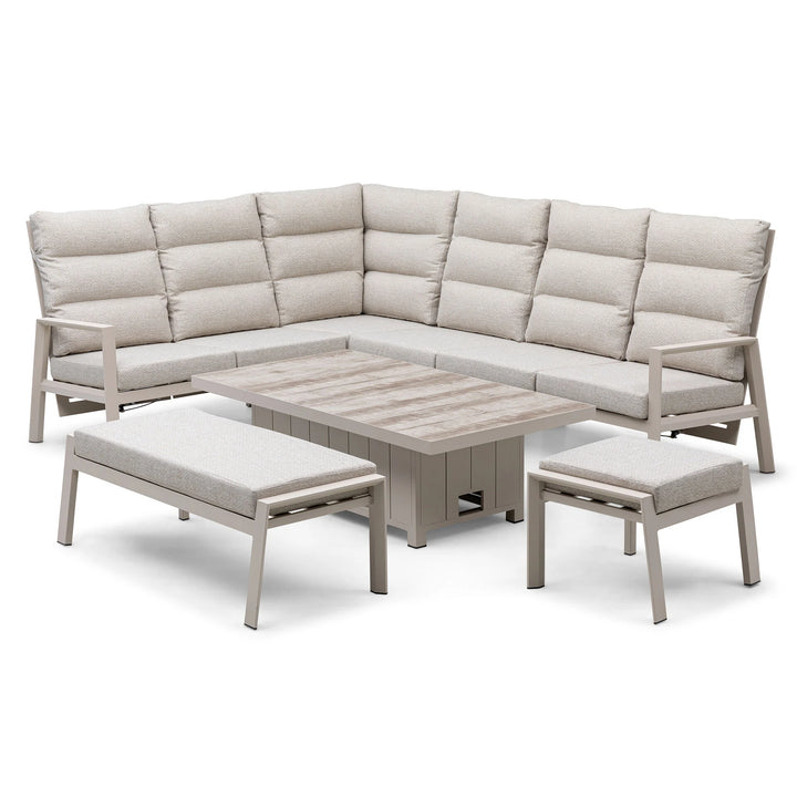 Valencia High Back Reclining Rectangular Corner Dining Set with Rising Table