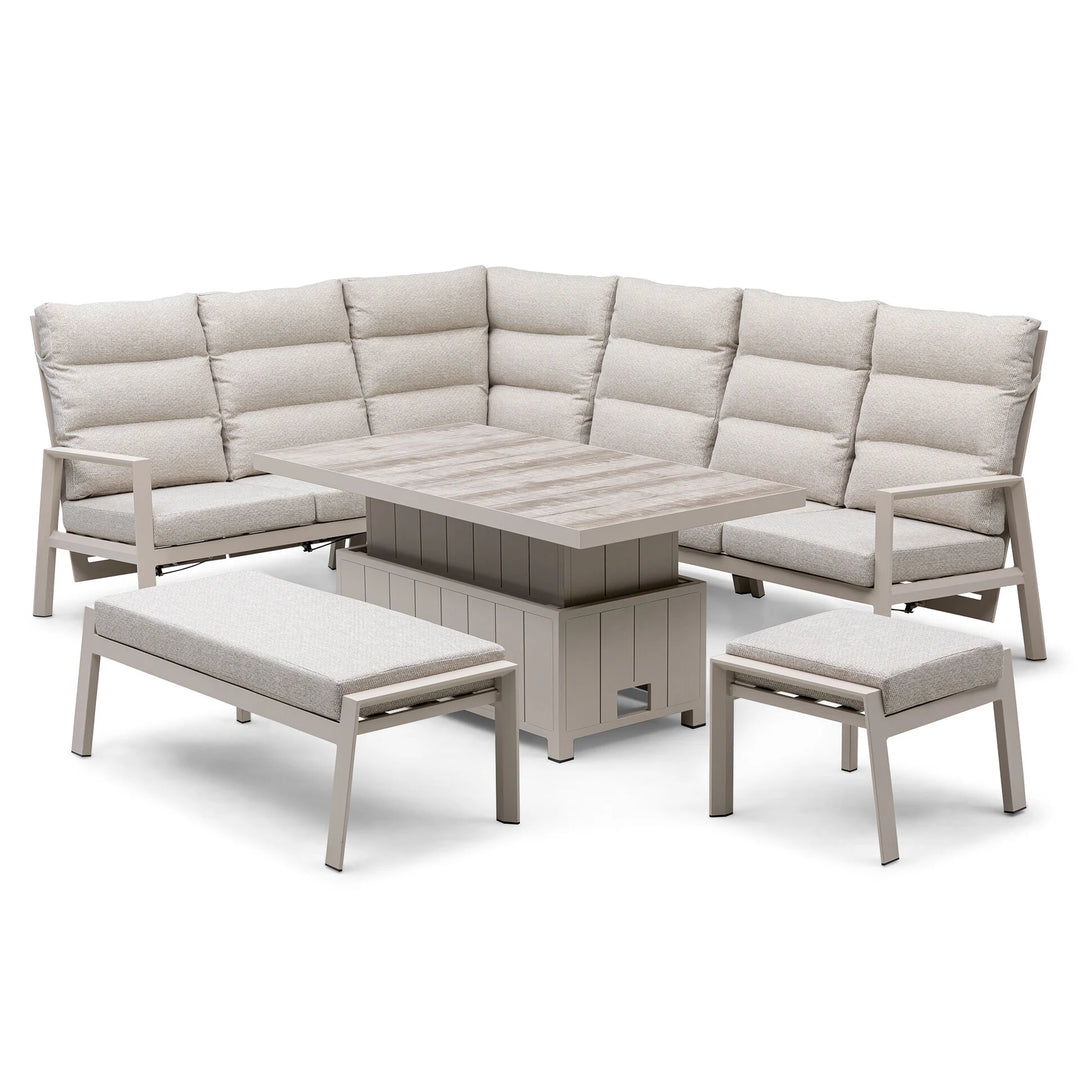 Valencia High Back Reclining Rectangular Corner Dining Set with Rising Table