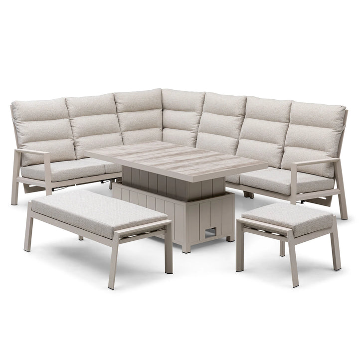Valencia High Back Reclining Rectangular Corner Dining Set with Rising Table