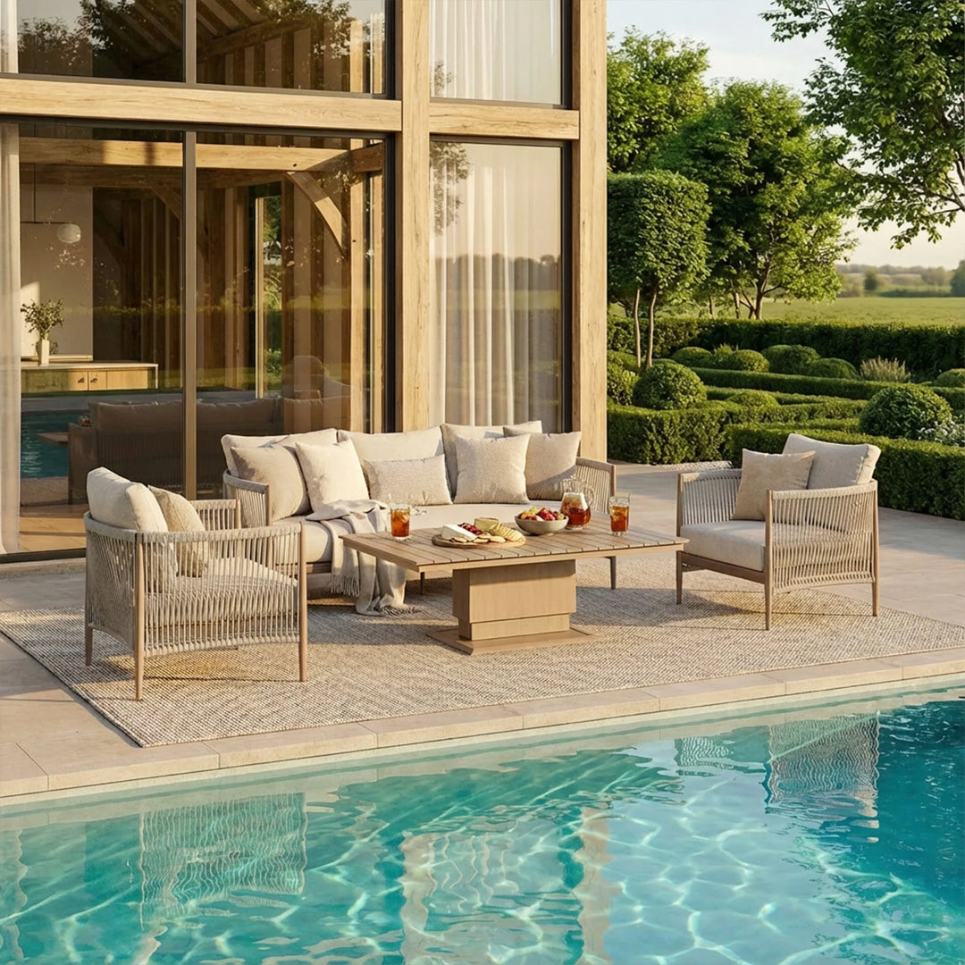 Havana 3 Seat Sofa Set with Rising Table & Footstools