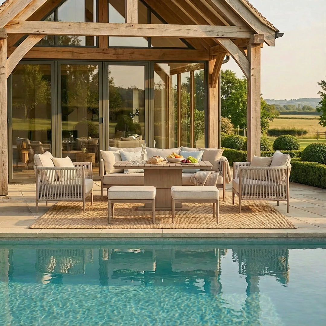 Havana 3 Seat Sofa Set with Rising Table & Footstools