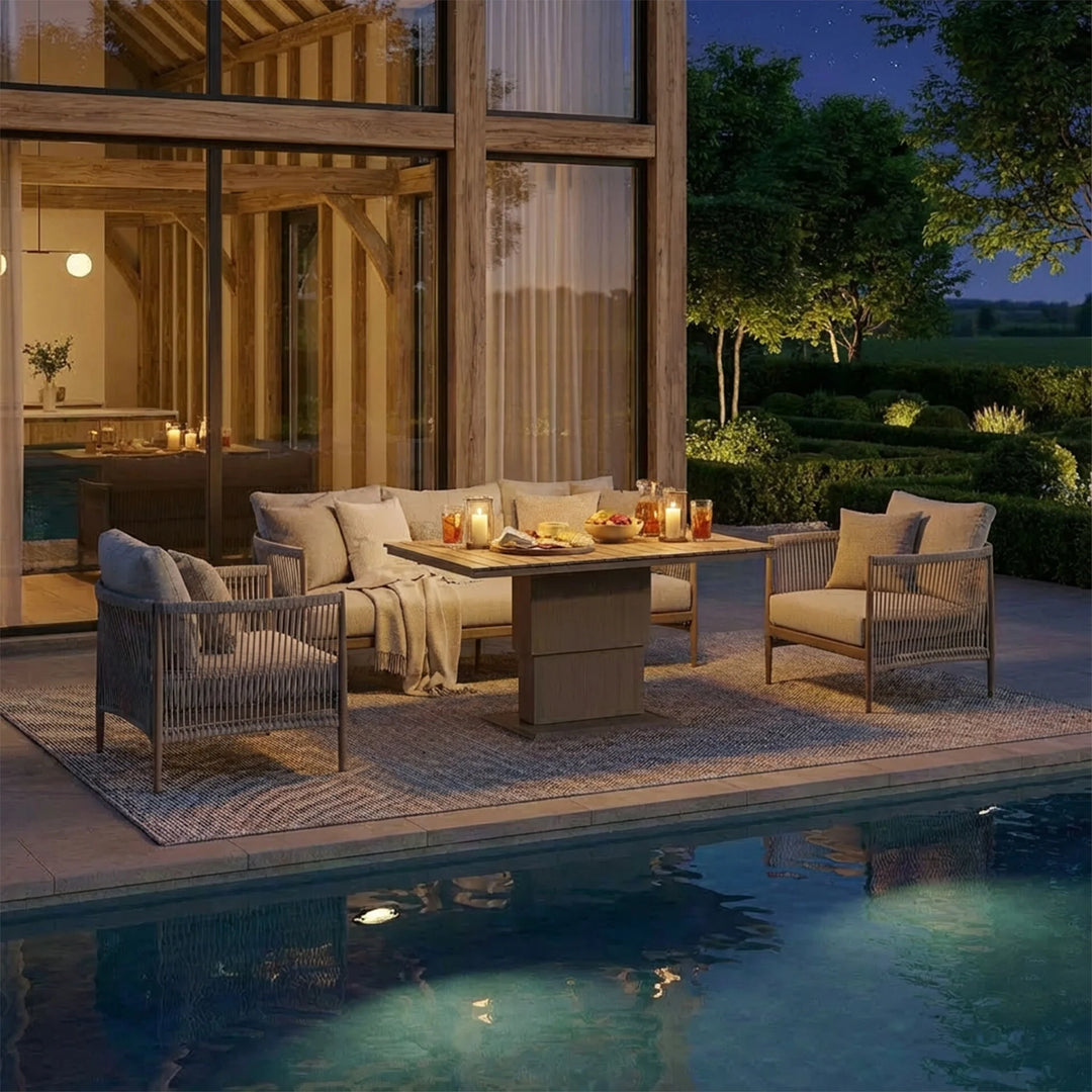 Havana 3 Seat Sofa Set with Rising Table & Footstools