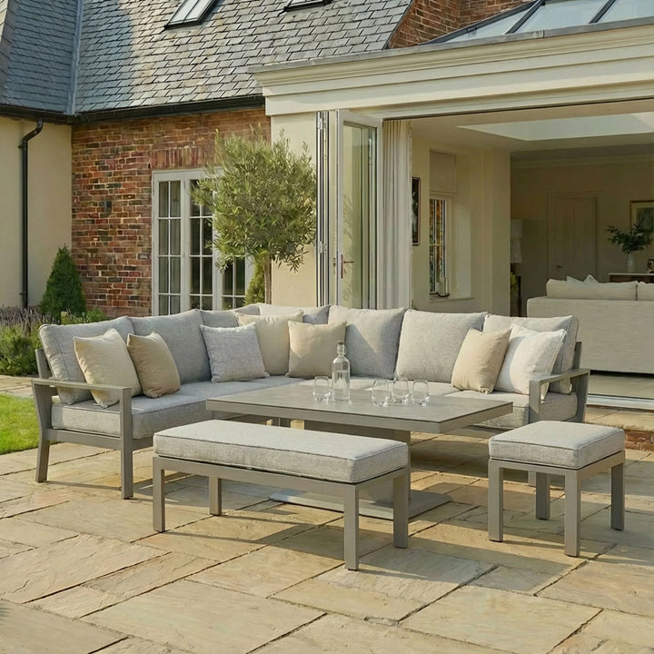 Montreal Large Corner Dining Set With Rectangular Rising Table