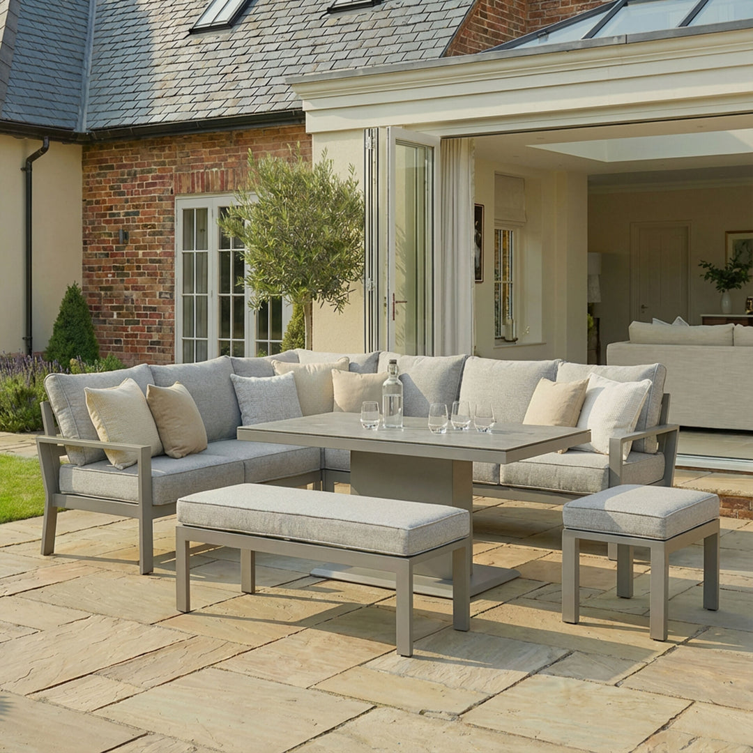 Montreal Large Corner Dining Set With Rectangular Rising Table