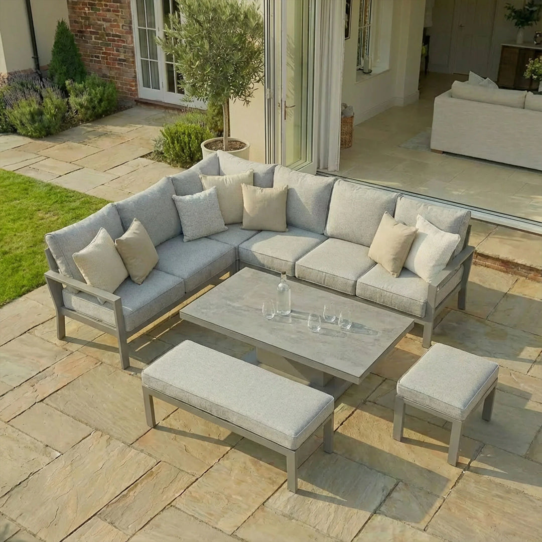 Montreal Large Corner Dining Set With Rectangular Rising Table