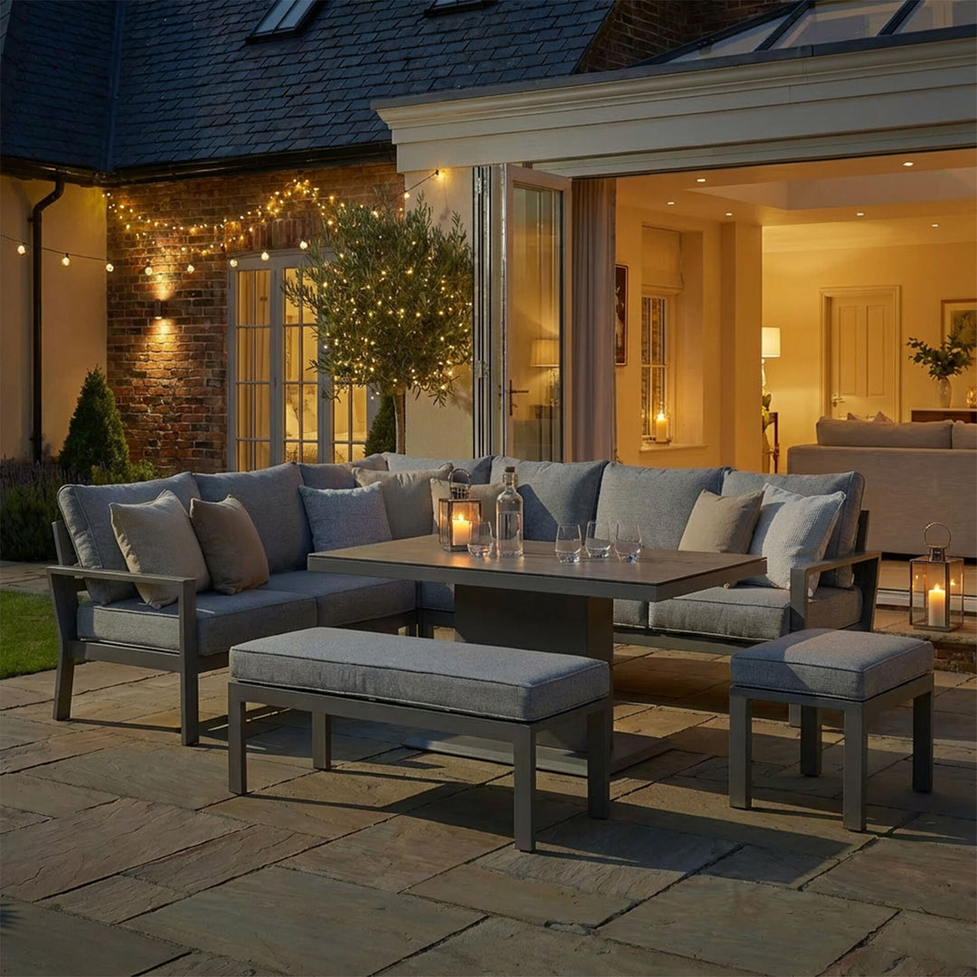 Montreal Large Corner Dining Set With Rectangular Rising Table