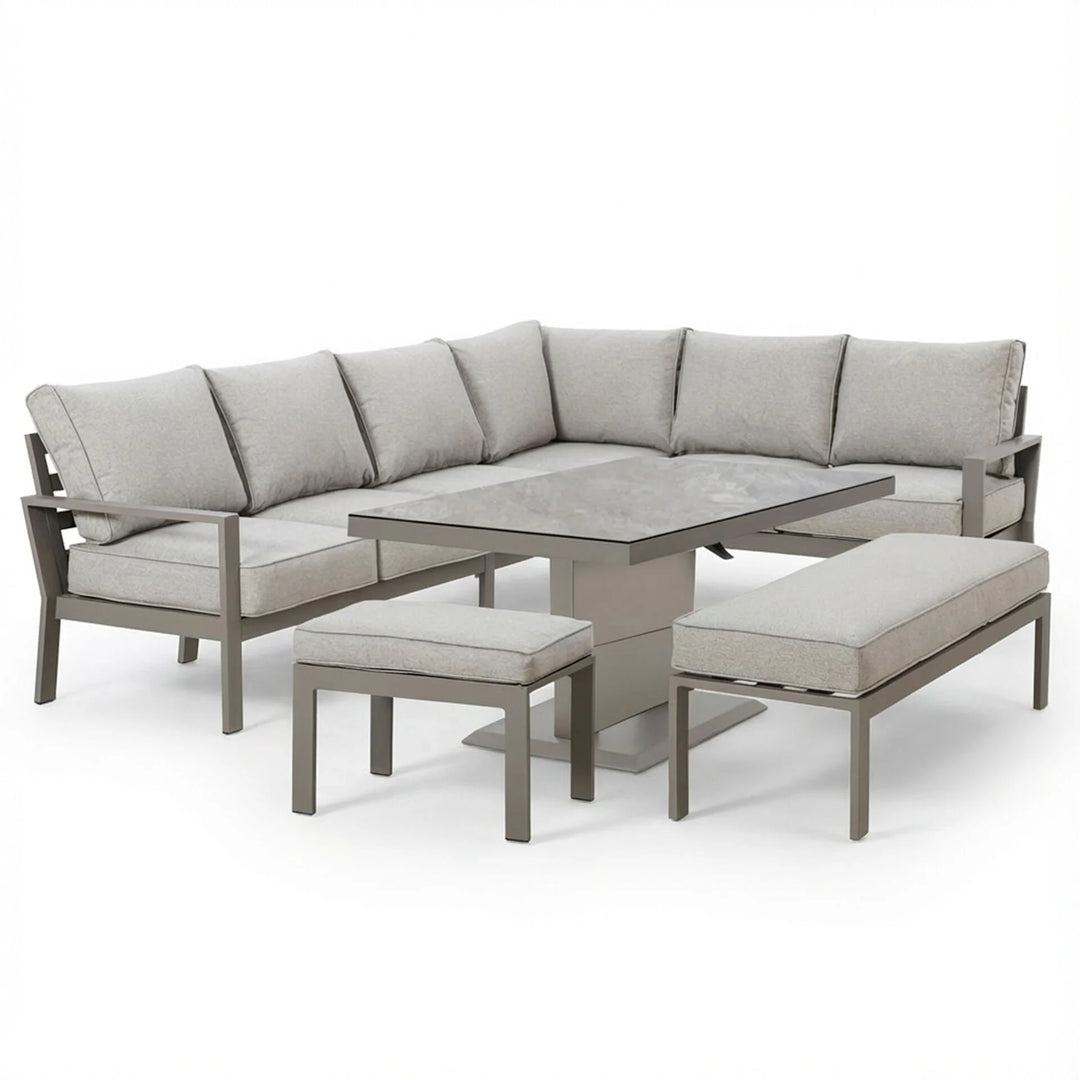 Montreal Large Corner Dining Set With Rectangular Rising Table
