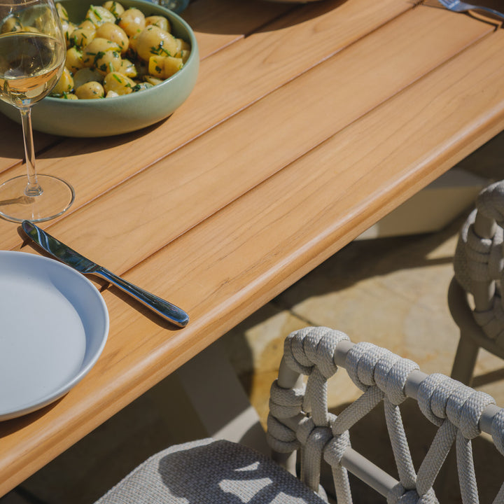 Sicily 240cm Rectangular Teak Table - Latte Legs