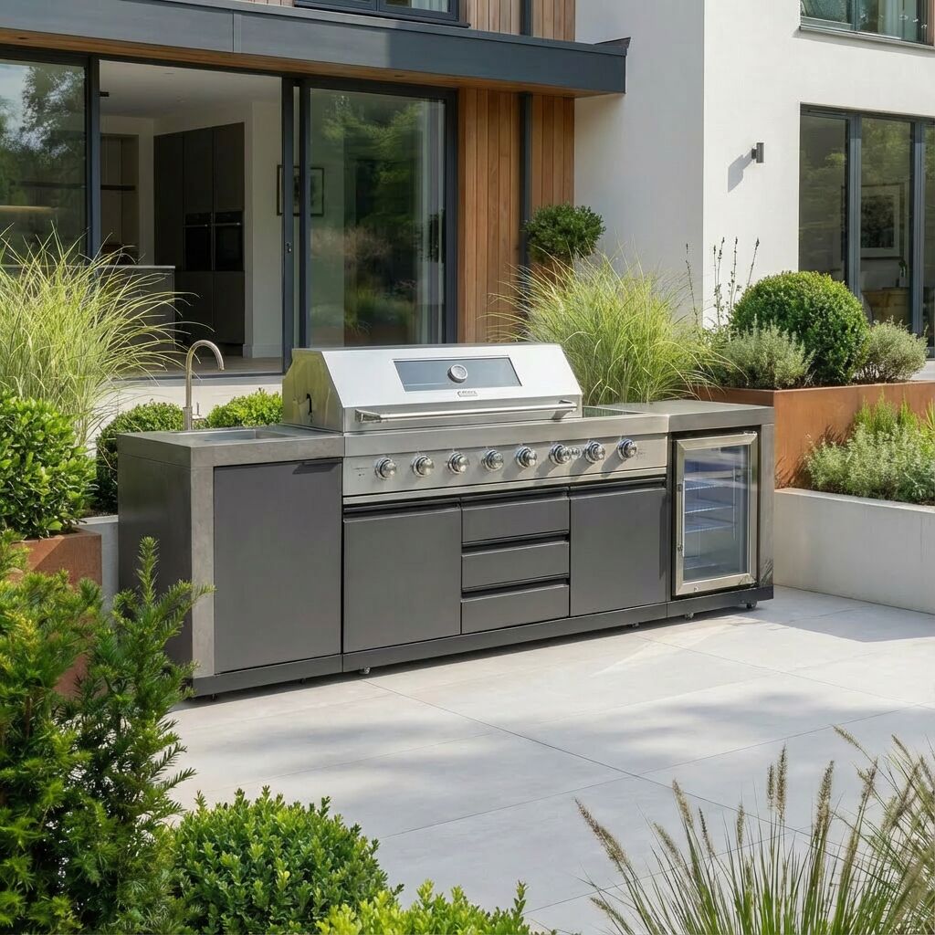 Maze Ember Outdoor Kitchen Gas BBQ with Sink and Fridge
