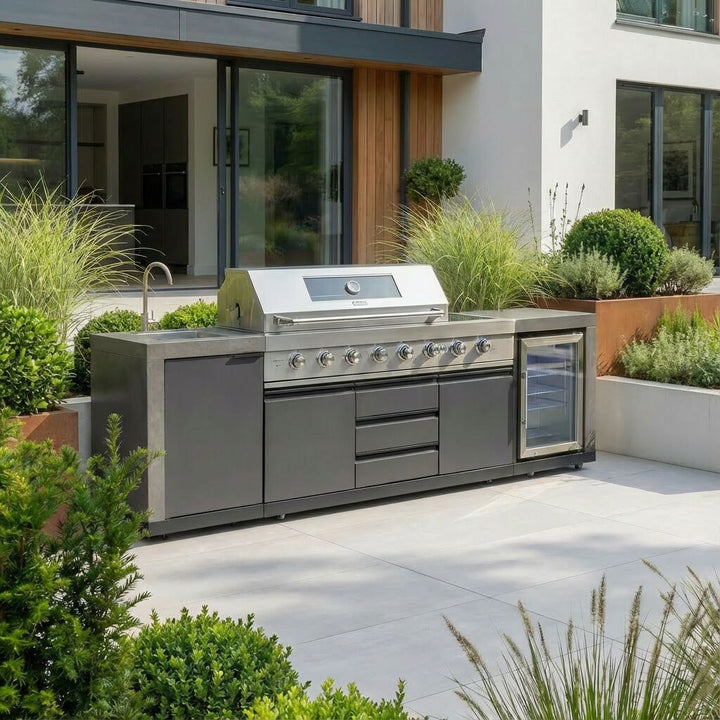 Maze Ember Outdoor Kitchen Gas BBQ with Sink and Fridge