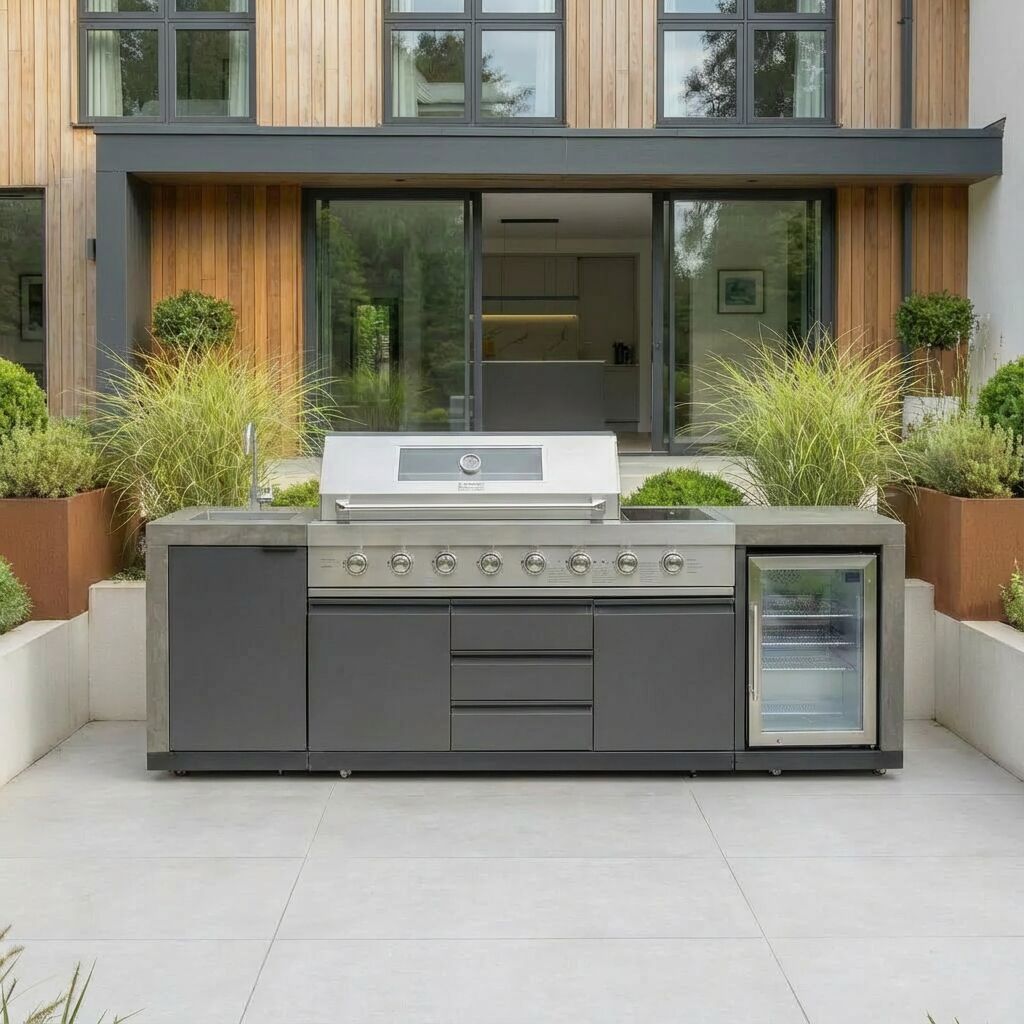 Maze Ember Outdoor Kitchen Gas BBQ with Sink and Fridge