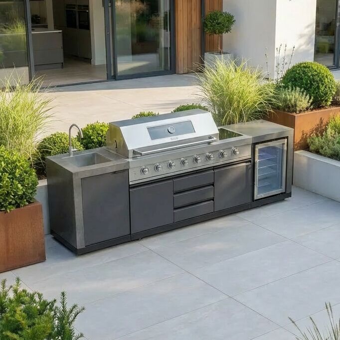 Maze Ember Outdoor Kitchen Gas BBQ with Sink and Fridge