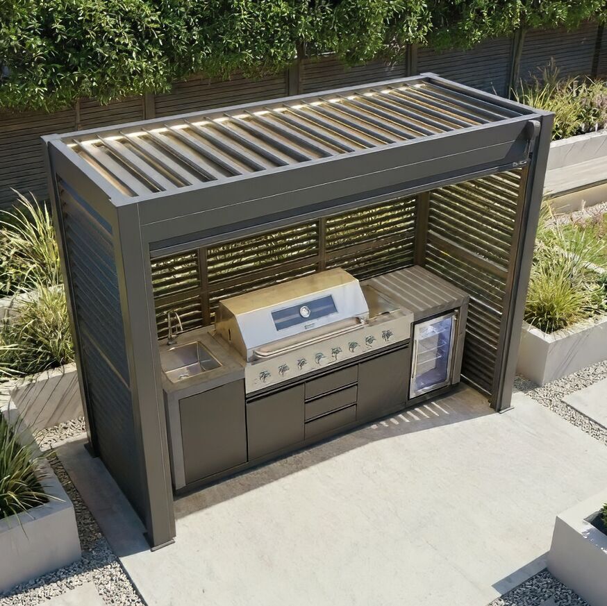 Como Free Standing BBQ Shelter With LED Lights & Back Panels