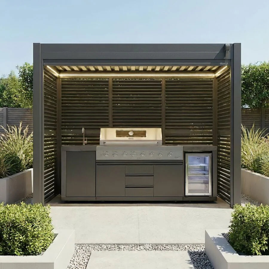 Como Free Standing BBQ Shelter With LED Lights & Back Panels