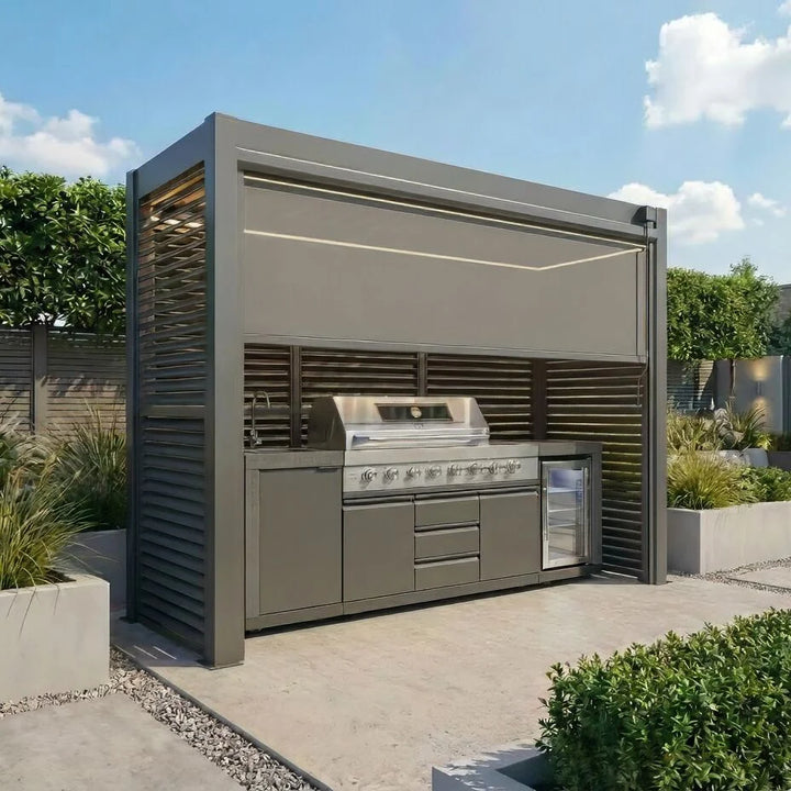 Como Free Standing BBQ Shelter With LED Lights & Back Panels