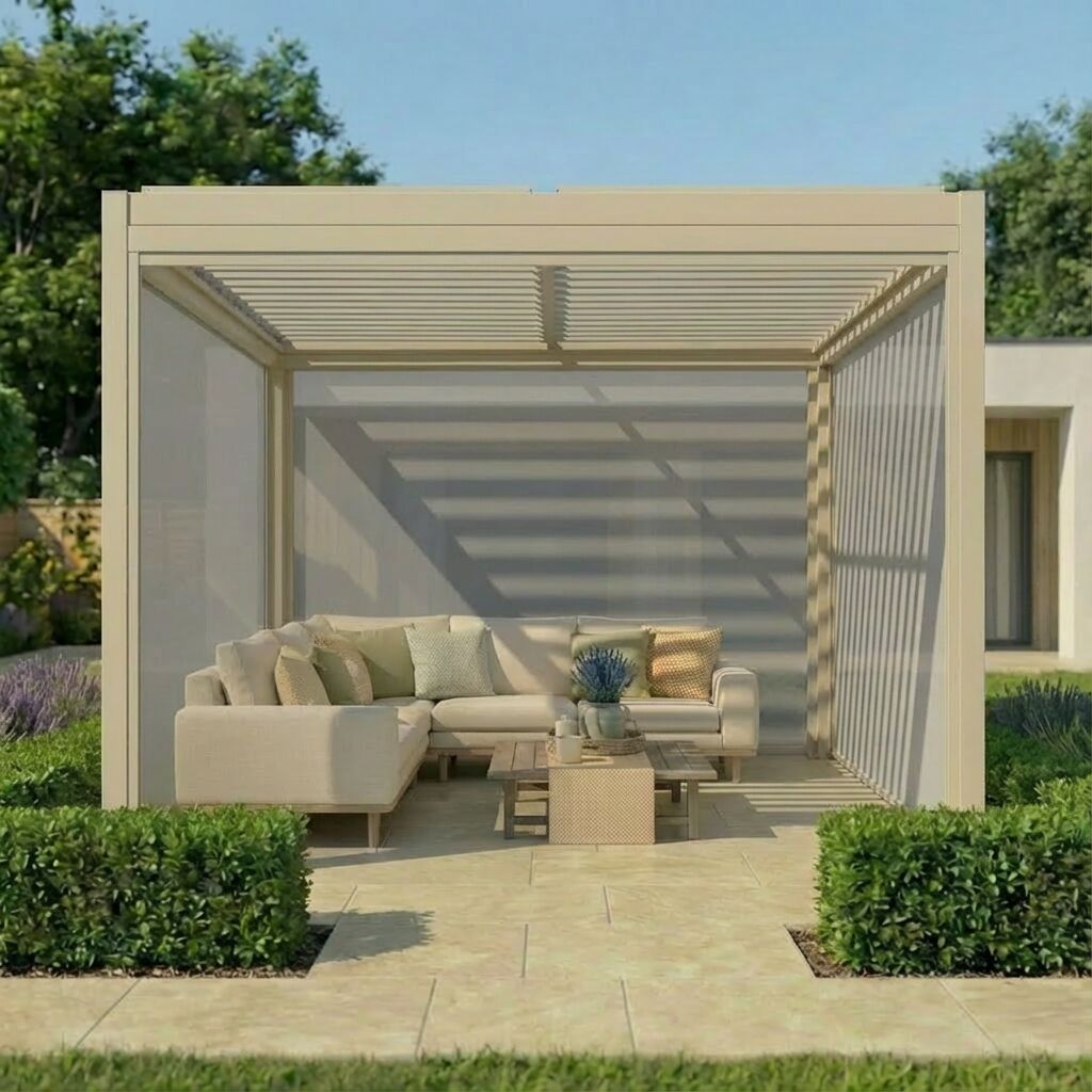 Como Pergola Textilene Zip Drop Side Blind to fit within 4m width
