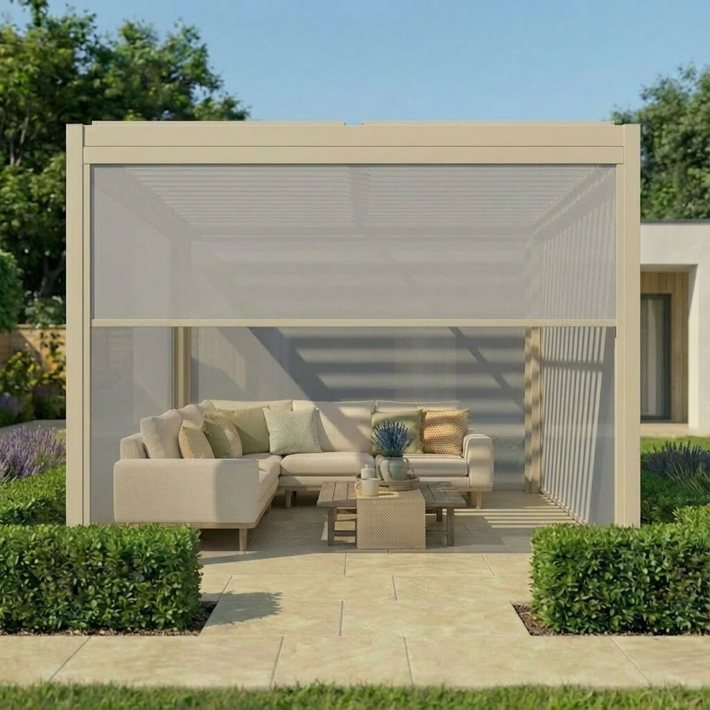 Como Pergola Textilene Zip Drop Side Blind to fit within 4m width