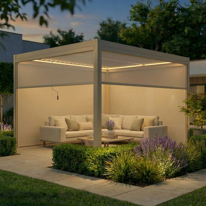 Como Pergola Textilene Zip Drop Side Blind to fit within 4m width