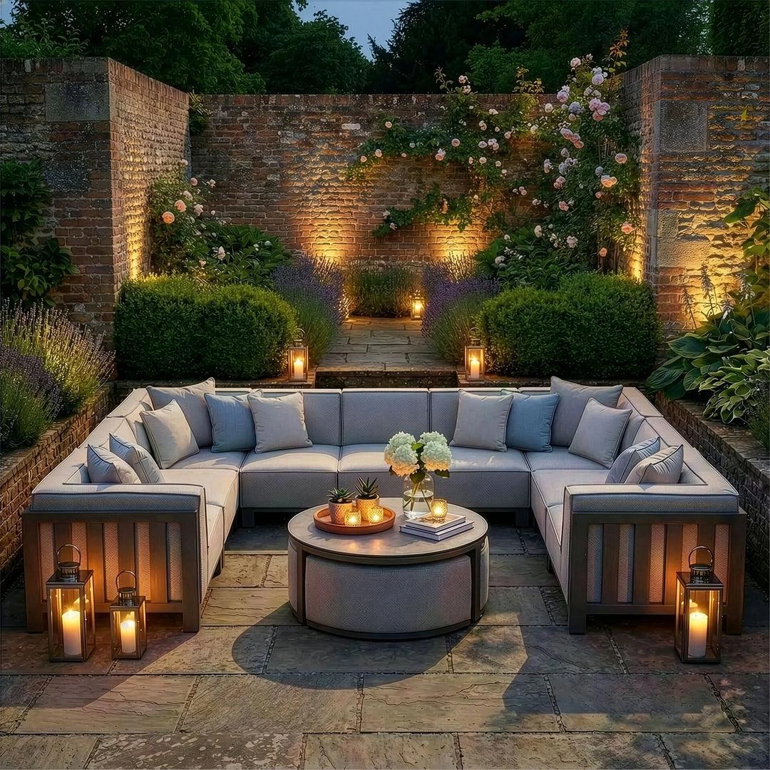 Ibiza U Shape Sofa Set With Round Coffee Table