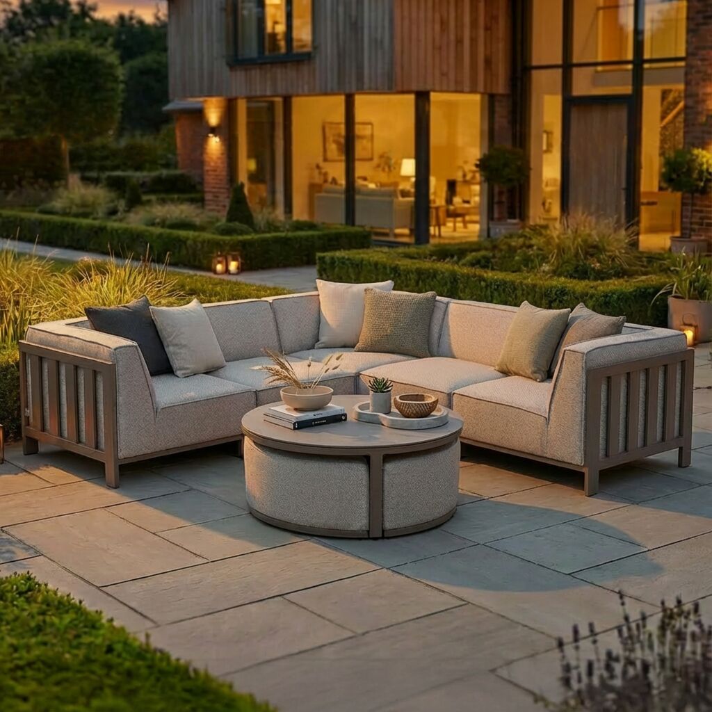 Ibiza Small Corner Sofa Set With Round Coffee Table