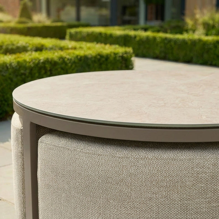 Ibiza Round Coffee Table With 3 Footstools