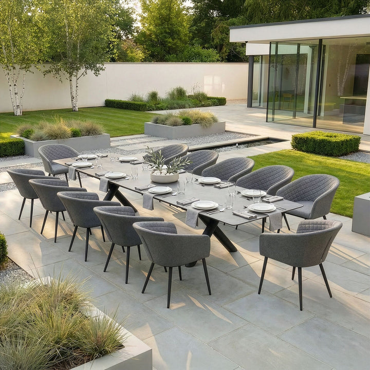 Ambition Maxim 12 Seat Extending Dining Set. 340cm/400cm
