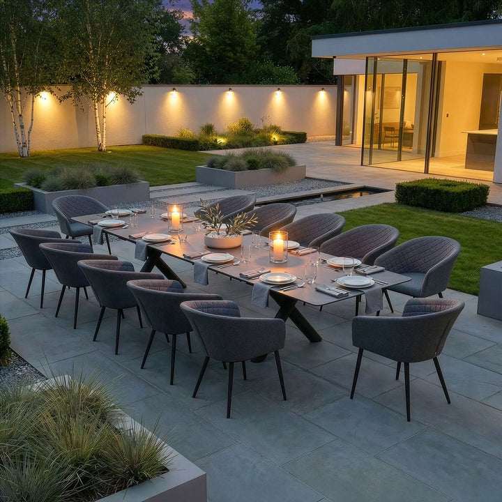 Ambition Maxim 12 Seat Extending Dining Set. 340cm/400cm
