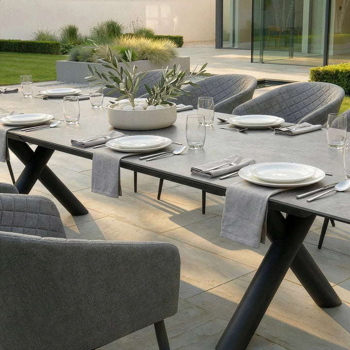 Ambition Maxim 12 Seat Extending Dining Set. 340cm/400cm