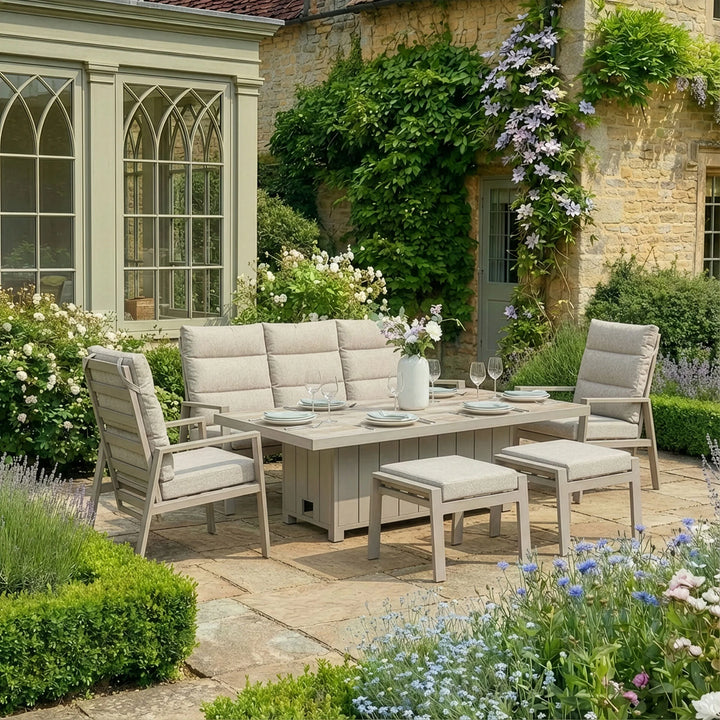 Valencia High Back Reclining 3 seat sofa dining set with rising table and stools