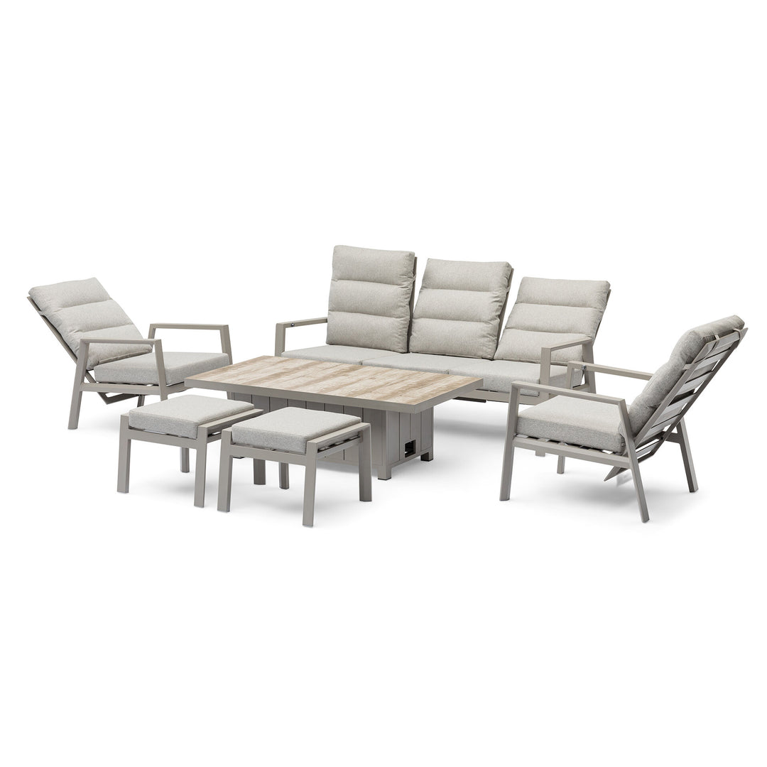 Valencia High Back Reclining 3 seat sofa dining set with rising table and stools