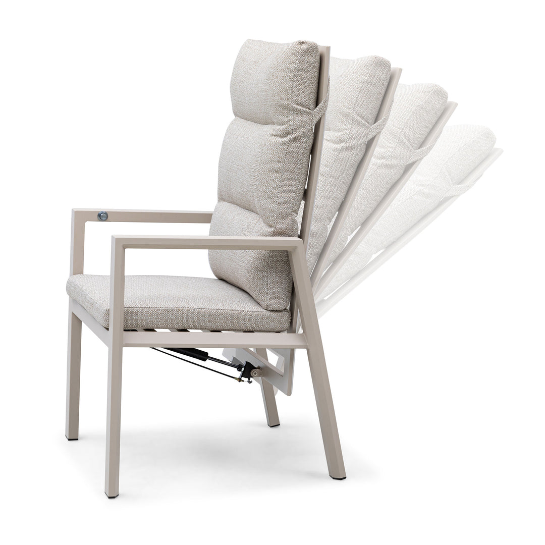 Valencia High Back Reclining 3 seat sofa dining set with rising table and stools