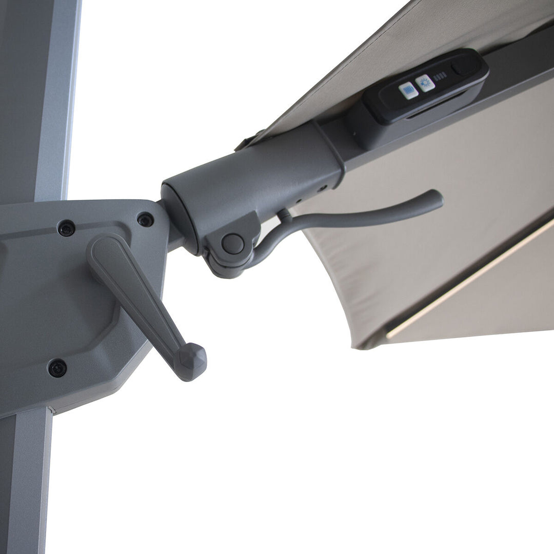 Apollo LED 3m Round Rotating Cantilever Parasol - With Base