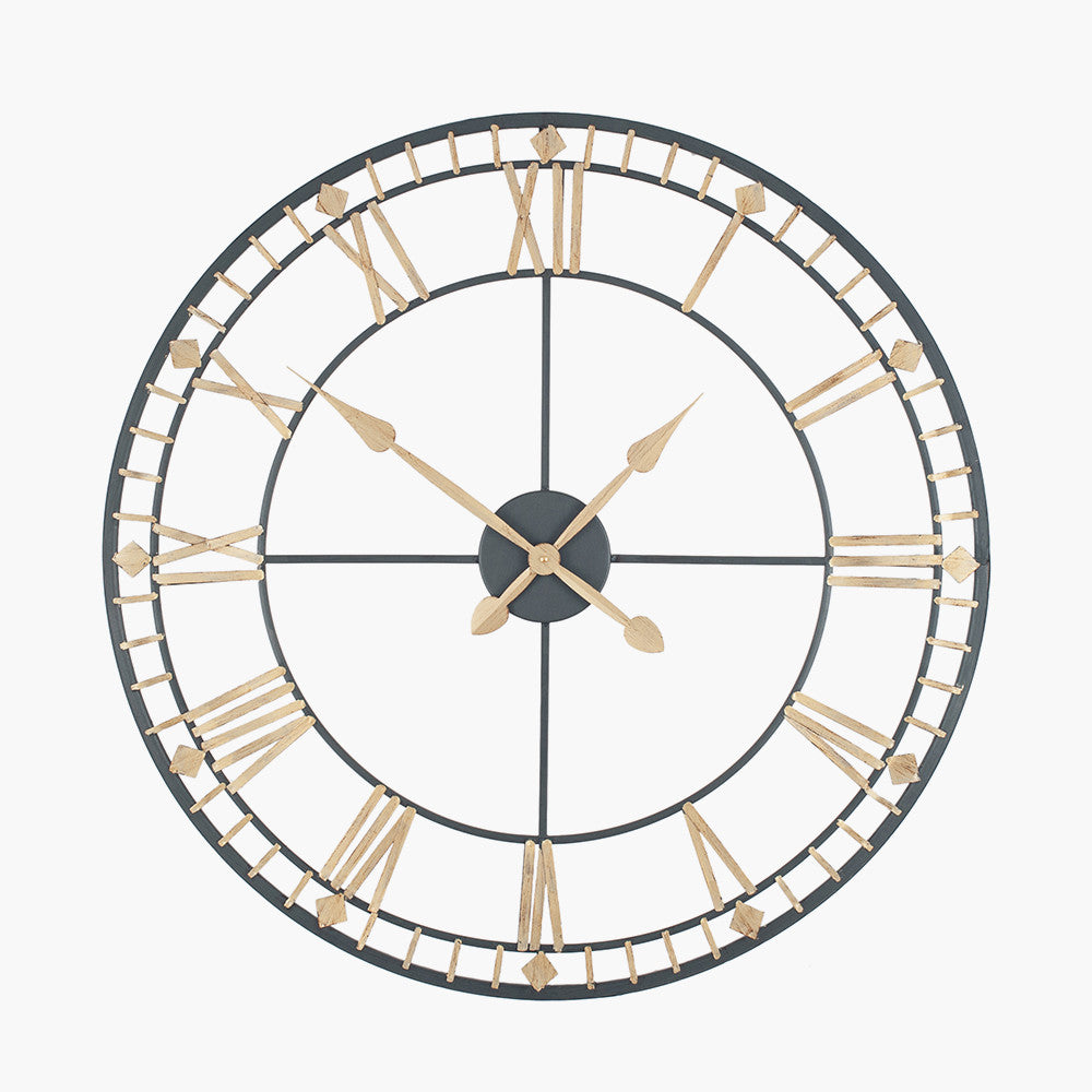 Antique Bronze and Gold Metal Round Wall Clock Large