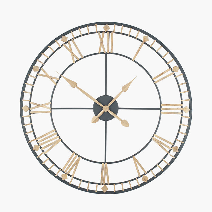 Antique Bronze and Gold Metal Round Wall Clock Large