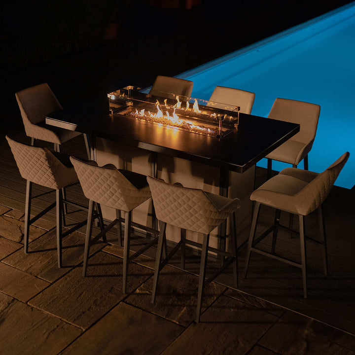 Regal 8 Seat Rectangular Fire Pit Bar Set