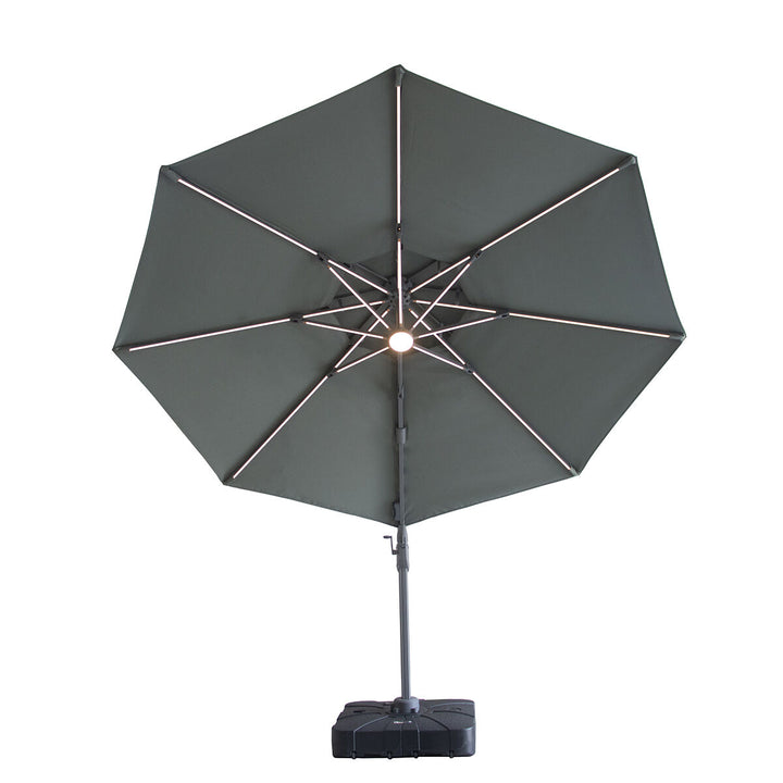 Apollo LED 3m Round Rotating Cantilever Parasol - With Base