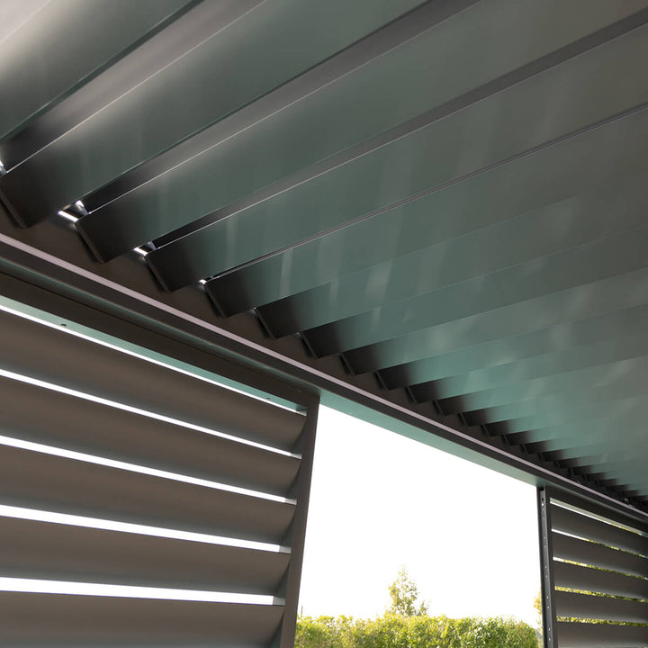 Eden Pergola Aluminium Rectangular 3m x4m / Louvre Wall 4m / 3x Blinds - Complete Kit