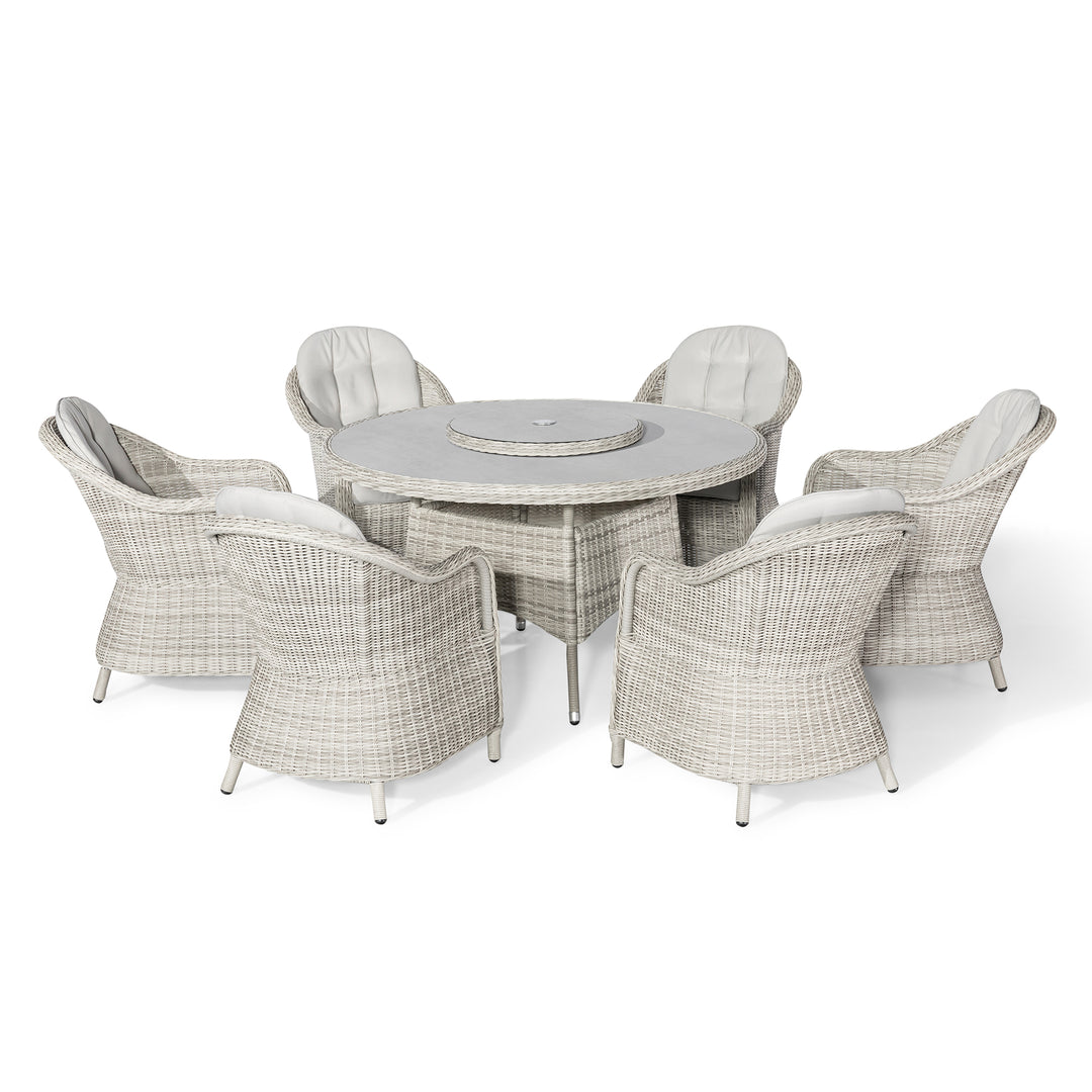 Oxford 6 Seat Round Dining Set with Heritage Chairs and Lazy Susan - Ceramic Top