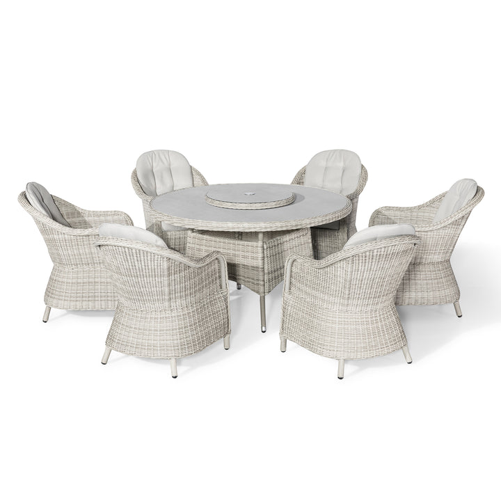 Oxford 6 Seat Round Dining Set with Heritage Chairs and Lazy Susan - Ceramic Top
