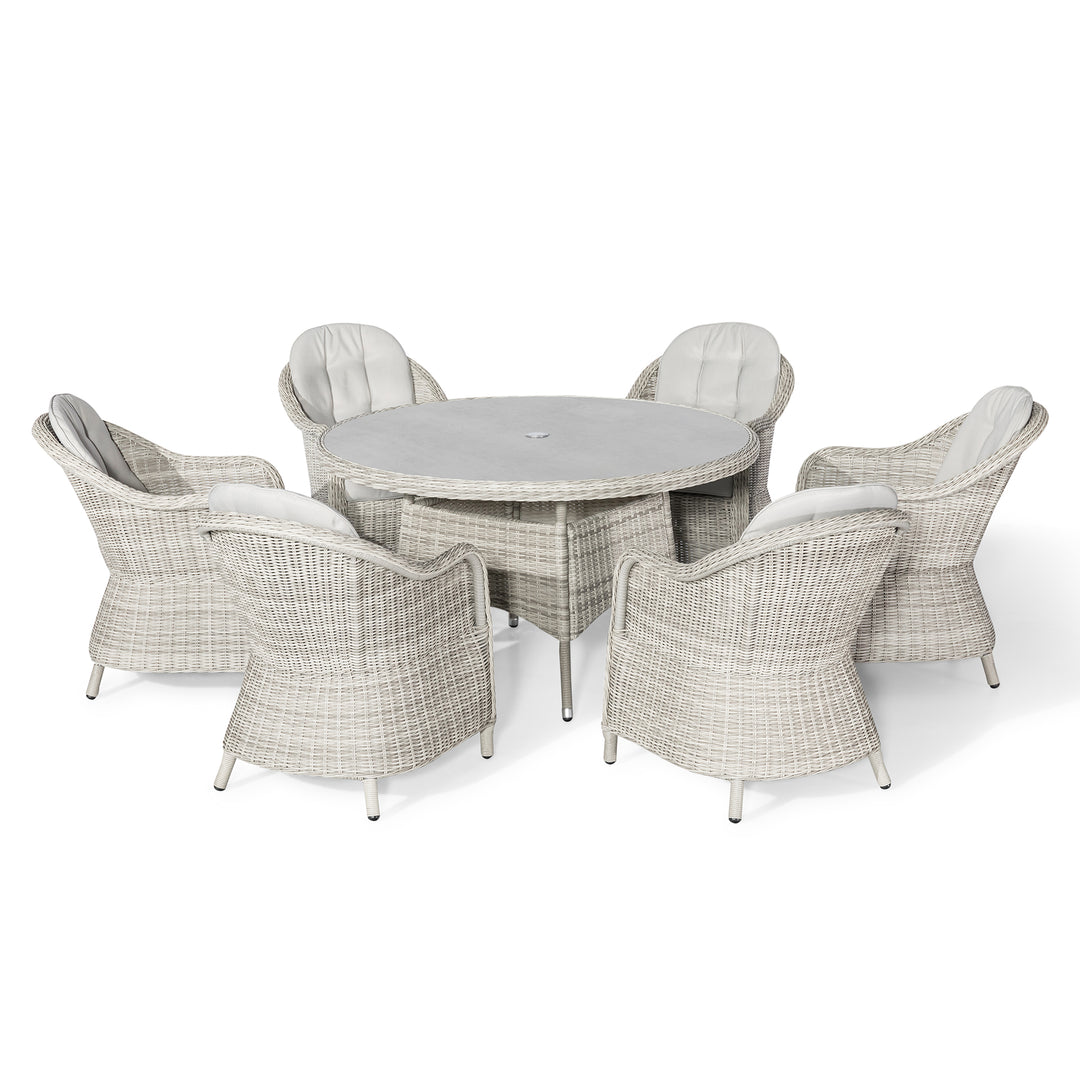 Oxford 6 Seat Round Dining Set with Heritage Chairs and Lazy Susan - Ceramic Top