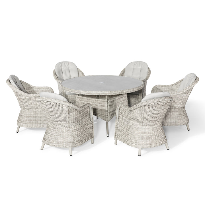 Oxford 6 Seat Round Dining Set with Heritage Chairs and Lazy Susan - Ceramic Top